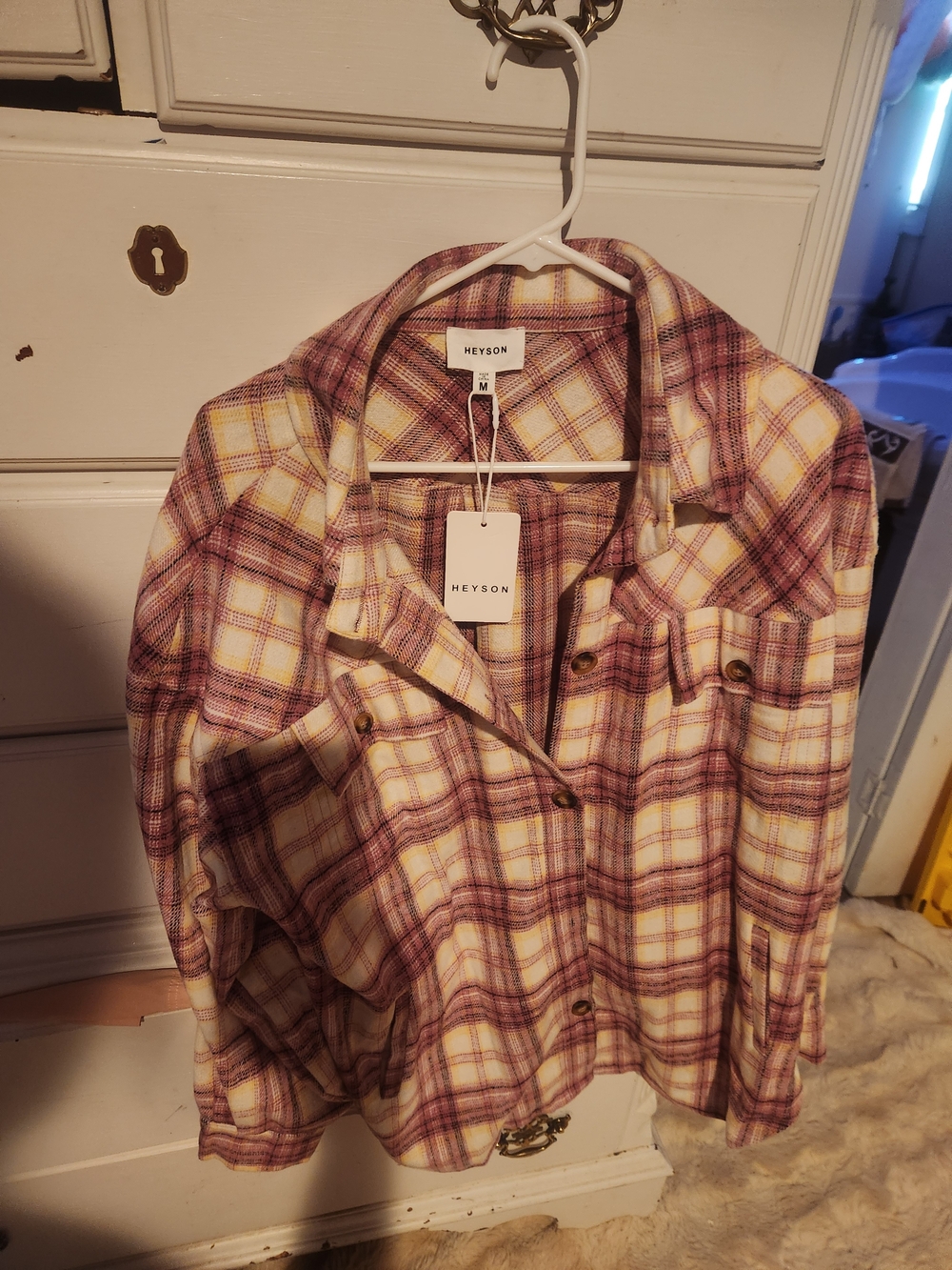 Women's Pink Plaid Shacket